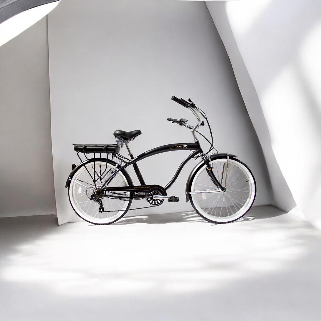Micargi Luna Men's Electric Beach Cruiser with 350W Motor & Shimano 7-Speed 26"