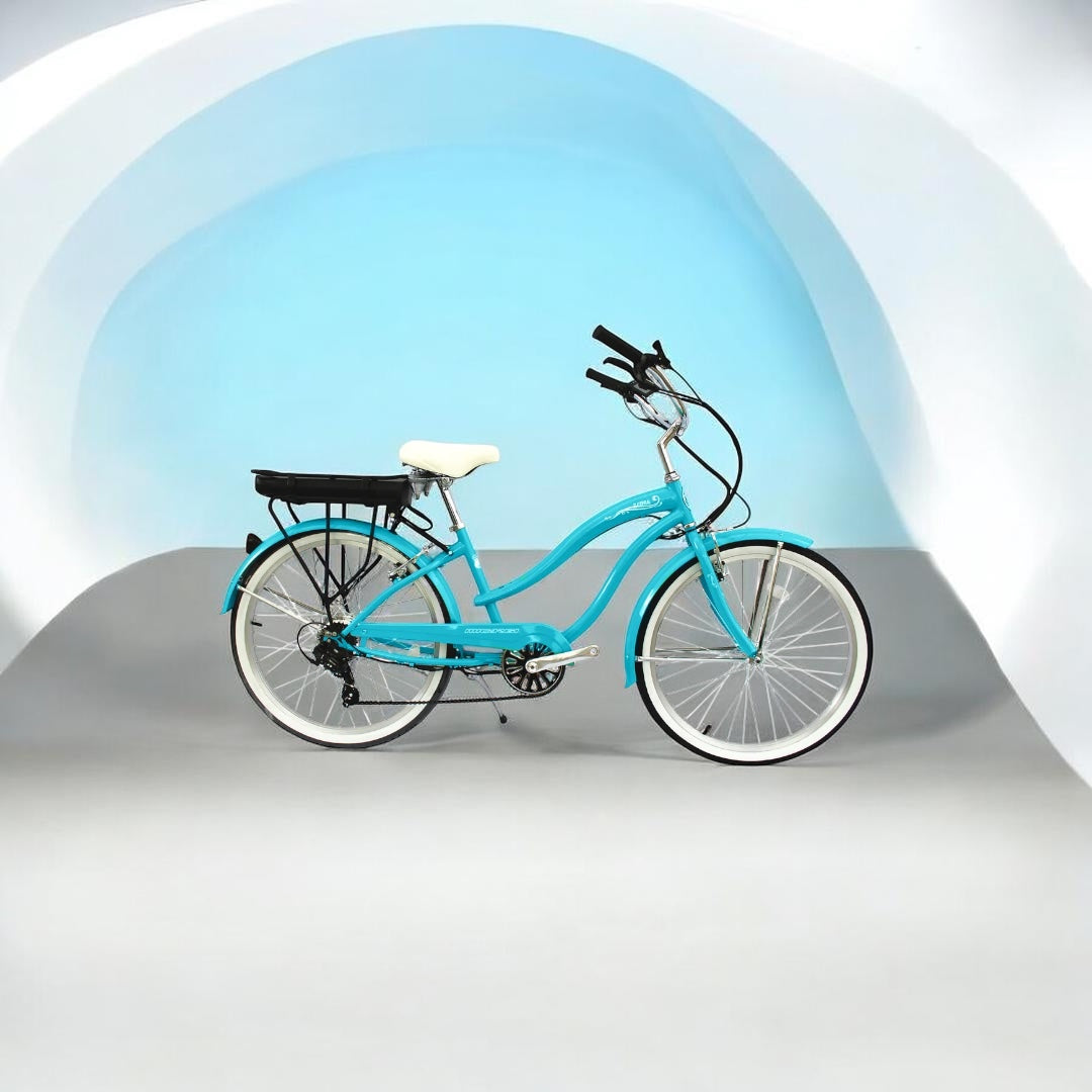 Micargi Luna Women's Electric Beach Cruiser with 350W Motor & Shimano 7-Speed 26"